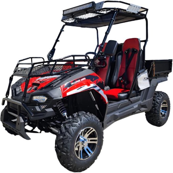 TrailMaster Challenger 200EUX UTV Side-by-Side, Front Cargo Rack, Rear Dump Bed, Deluxe Alloy Wheels, LED Light Bar